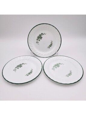 Set of 3 Corelle Callaway Salad Bread Plate 7.25 In Green White Ivy